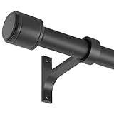 Lwiiom Schwarze Gardinenstangen für Fenster, 40,6 bis 71,1 cm, 2,5 cm Durchmesser, Verdunkelungsvorhangstange mit Aluminium-Zylinder-Endstücken und vollen umlaufenden Halterungen, Fenstervorhangstange
