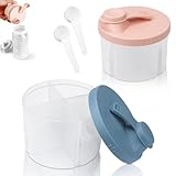 Milchpulver Portionierer Baby, 2 Stück tragbarer Milchpulverbehälter, Drehbarer Deckel Milchpulveraufbewahrungsbox für Reise, Einkaufen, mit 2 Milchpulverlöffel