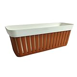Ecoplast Balkon Kreta 50 cm, außen aus Kunststoff, Balkonkasten, weiß, 40 cm