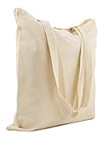 POLHIM® Stoffbeutel 38x42 cm (145g/m²) | Jutebeutel Alternative aus 100% Baumwolle | Unbedruckte Tasche zum Bemalen & für Einkauf (Natur)
