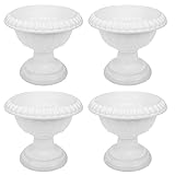 Healeved 4 Stück Pflanztöpfe - Römischer Blumentopf, Weiß Bumentöpfe für innen & außen geeignet, Modern Dekorativ Pflanztopf - Anzuchttöpfe Rund 16x14x14cm