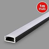 BRILONER - LED Stripe Aluminiumprofile für LED Strip, Diffusor, Selbstklebend, ohne Bohren, Zubehör LED Streifen, Lichtleiste, Gaming, 1 Meter, Schwarz-Weiß
