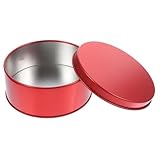 Healifty 1Stücke Leere Runde Blechdose mit Deckel für Süßigkeiten und Kekse Exquisites Design Rot für und Dekoration zu Weihnachten Metallbox für Schmuck und Kleine