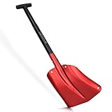 Navaris Lawinenschaufel mit verstellbarem Griff - max 80cm lang - klappbar für Transport in PKW LKW - mit Tasche - Alu Schneeschaufel Rot Schwarz