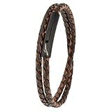 Simaru Lederarmband, 4mm geflochten zum Wickeln für Frauen & Männer, Echtleder-Wickelarmband mit Edelstahl Hakenverschluss, Premium-Qualität ((41cm Lenght - L), Braun mix)