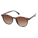 SOJOS Polarisiert Runde Sonnenbrille Damen Herren Retro Vintage UV400 Schutz Runde Kleine für Schmales Gesicht MAY SJ2113 mit Schildkröten Rahmen/Gradient Braune Linse