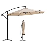 Sekey Ampelschirm Aluminium 300 cm Sonnenschirm mit Kurbel Gartenschirm Kurbelschirm mit Kurbelvorrichtung UV50+ Sonnenschutz Robust und Stabil für den Garten Taupe