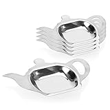 com-four® 5X Teebeutelablage aus Metall, Teebeutelhalter in Teekannen-Optik, ideal zum Servieren, ca. 13 x 9,5 x 1,1 cm (05 Stück)