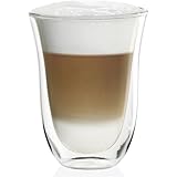 De'Longhi Gläser Set DLSC312, 2 doppelwandige Thermogläser mit Isolierfunktion für kalte und warme Getränke, widerstandsfähiges Borosilikatglas, Spülmaschinenfest, Fassungsvermögen 330 ml , 2 Stück