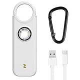flintronic Persönlicher Alarm, 135 dB Selbstverteidigungsalarm mit LED-Licht und Schlüsselanhänger, Taschenalarm Schlüsselanhänger Alarm für Frauen, Kinder, ältere Menschen, Nachtschicht （Weiß）