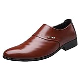 Leder-Freizeitschuhe für Herren, Slipper, Business, Slipper, Freizeit, einfarbig, Lederschuhe, bequeme Schuhe für Herren, braun, 40 2/3 EU