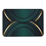 Geometrische Marmor-Badematte, abstrakte Marmor-Textur, Linien und Kunst, modern, grün-gold, Bodenmatte, weiche, rutschfeste Bodenmatte, Badezimmerteppich, dekorativer WC-Vorleger, Wannenmatte