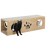 PETEPELA 100cm Kratzbrett Katzen,hochwertige Kratzpappe für Katzen, Kratz Katzen mit Spielball als Möbelschutz beige