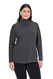 Ulla Popken Damen Basic-shirtrolli Rollkragenpullover, Anthrazit Melange, 50-52 EU