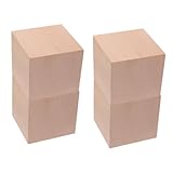BCOATH 4Stücke Holzquadratwürfel Unvollendete Holzbausteine für DIY Handwerksblöcke Mathematik und Geometriefähigkeiten für Vorschule und Kreative