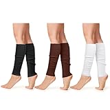 AUYAO Gestrickte Beinstulpen für Damen 3Pcs Winter Stulpen Crochet Stricken Lose Beinwärmer Lange Leg Warmers Gothic Punk Thermo Gestrickte JK Socken Legwarmers 90er Kawaii Häkelstulpen Tanz Studenten