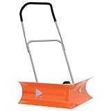 vidaXL vidaXLSchneeschieber, V-Form Schneeschaufel mit Teleskopgriff, Schneeräumer Anti-Rutsch Räder, Schaufel Schneeschild, Orange Stahl