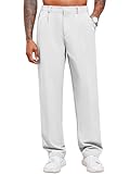 Runcati Herren Chino Hose Lockere Freizeithose Elegante Anzughose Stilvolle Stoffhose Männer Hosen für Business, Weiß XL
