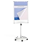 VIZ-PRO ECO Magnetische Mobile Whiteboard, 90 x 60 cm, Staffelei Flipchart Ständer Rollendes Trockenlöschbrett mit Papierblöcken