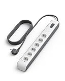 Belkin 6-fach Steckdosenleiste mit Überspannungsschutz, Mehrfachsteckdose 6-fach, 650 Joule, 2 m langes Verlängerungskabel, 6 geschützte Steckdosen für zu Hause, das Büro, Laptops, PCs, Drucker usw.