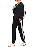 Nieery Trainingsanzug Damen Sportanzug lang Trainingsanzug Sportjacke Stehkragen Reißverschluss Jogginghose Mädchen Freizeitanzug Jacke Jogginghose Damen