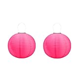 Lampions Außen Wetterfest, Solarlampions für Außen Hängend, 30cm Solar LED Laterne Wasserdicht Hängende Nylon Laterne Gartenlaterne Solarlaterne für Garten, Balkon,Hof,Fest Deko (2 Stück/Pink#)