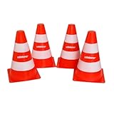 alldoro 60090 Pylonen Set, 4 Stück, Leitkegel - Verkehrshütchen stapelbar, für Kinder ab 3 Jahre, weiß-orange, 17x13x13 cm