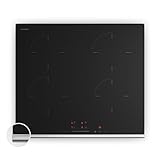 Klarstein Verosteel Induktionskochfeld 60cm - 4-Zonen Kochfeld Induktion, 7400W Boost, Touch-Slider, Timer, Kindersicherung, Restwärmeanzeige, Ceran Glas, Einbau Induktionsherd