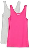 Amazon Essentials Damen Tanktop, Schmale Passform, 2er-Pack, Grau Meliert/Kräftiges Rosa, M