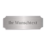 Dekolando Silberfarbenes Schild IHR WUNSCHTEXT - ca. 15 x 5 cm - selbstklebend wetterfest personalisiert
