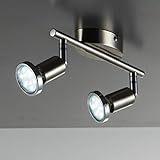 B.K.Licht - LED Deckenlampe schwenkbar, warmweiß, GU10 Fassung, LED Deckenleuchte, LED Lampe, Wohnzimmerlampe, Schlafzimmerlampe, Küchenlampe, Deckenstrahler, 25,5x6,5x9,7 cm, Matt-Nickel