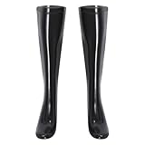 Sywiyi Damen Kniestrümpfe Latex Strümpfe Socken mit Reißverschluss Wetlook Unterwäsche Dessous Rave Club Kostüm Zubehör Schwarz L