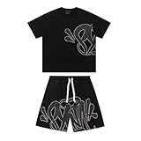 Generisch Syna World T Shirt und Shorts Sommer 2-Teiliges Set Outfit Trainingsanzug Freizeitanzug Jogginganzug Herren Y12K Hip Hop Streetwear Tracksuit für Jeden Tag Fashion Style