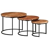 Satztisch-Set aus massivem Akazienholz, Couchtisch und Beistelltisch, Wohnzimmermöbel für Sofa-Aufbewahrung, 2 Stück
