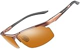 Tolumo Polarisierte Sonnenbrille für Herren, Al-Mg, Metallrahmen, UV400, für Sport, Golf, Angeln, Brauner Rahmen, braune Gläser