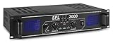 SkyTec SPL 2000 PA Verstärker Endstufe 2000 Watt, mit 3-Band-Equalizer, 3 Kanal Input, Chinch, AUX, ideal für DJ Boxen, Clubs, Bars und Gastronomie, Schwarz
