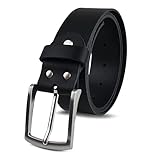 FOMAX® Herren Ledergürtel aus Büffelleder, Gürtel Handgemacht, MADE IN GERMANY, für Männer Jeans Anzug, 38mm breit, Länge kürzbar, Echtleder schwarz (Bundeweite 100cm = Gesamtlänge 115cm)
