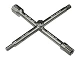 SN-TEC Promat Universal Sanitär Kreuzschlüssel, SW10xSW12xSW17xSW22 mm, Außensechskant 3/8, 1/2, 3/4, 1 Zoll, Innengewinde M6, M8, M10,M12 (Mittig), Innenvierkant 1/2 und 3/4