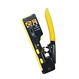 CONGARTENO Pass through Netzwerkzange Netzwerkkabel Crimpzange mit Ratschenfunktion Mehrzweck werkzeug für Stecker Kabelschneider und Abisolierer mit Robustem Stahl und Rutschfestem Griff