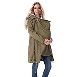 Umstandsjacke Mit Babyeinsatz, Umstands Baumwolljacke 3 In 1 Winter Knielanger Tragejacke Mit Einstellbarer Kordelzug& Pelzkragen Winterjacke Warm Umstandsjacke Schwarz Outdoor Mantel Oversize