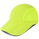 GADIEMKENSD Folding Running Men Hat Long Brim Golf Hats Quick Dry Baseball Caps Unstructured Breathable Light Cooling Cap Adjustable Trucker Hat for Outdoor Sport Hiking Workout Gym Fluorescent Green