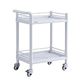 Küchen-Servicewagen, 2 Etagen, Rollwagen mit Griff/Weiß/54 x 37 x 90 cm, Weiß, 66 x 45 x 90 cm, bewegliche Sackkarren, Aufbewahrungswagen für Schönheitssalon