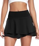 werfami Tennisrock Damen Laufröcke Tennis Rock mit Taschen Sports Hosenrock Tennisröcke Golfrock Minirock Wanderrock mit Innenhose für Sport Golf Training