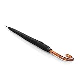 Knirps Stockschirm T.771 Long Automatic Black – Automatik – Holz-Griff – Sturmfest – Groß – Schwarz