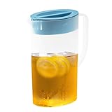 Wasserkrug Mit Deckel - 1.5L Kanne Mit Deckel Plastik, Kühlschrankkrug | Tragbarer Saftkanne Wasserkaraffe Wasserkanne Getränkebehälter Mit V-Auslauf, Haushaltskrug Limonadenspender Für Kalte Getränke