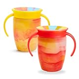 Munchkin Miracle 360 6+ Monate 7oz Baby Trinklernbecher (2er-Pack). Freifluss-Becher für Kleinkinder. Trainingsbecher, BPA-frei, auslaufsicher, spülmaschinenfestes Babytrinkflasche (Rot/Gelb)