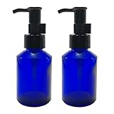 Leere Glas-Lotion-Pumpflaschen, 60 ml, mit schwarzem Pumpdeckel und Verschlusssystem, für Kosmetik, Make-up, Verpackung, Behälter für ätherische Öle, Emulsion, Essenz, Flüssigkeit, 2 Stück
