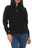 Mivaro Damen Troyer Pullover Schwarz mit Reißverschluss in Größe M - Fleece gefütterter Sweatpullover mit Stehkragen - Perfekter Begleiter für Übergangszeit Alltag oder Sport