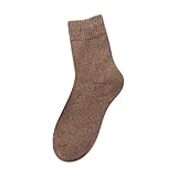 Nidddiv Wärme Socken Damen Vintage Wintersocken, weich, warm, kaltgestrickt, Wolle, Crew-Socken, mehrfarbig Gestrickte Socken Herren Wolle (Coffee, One Size)
