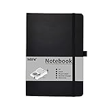 Mlife A5 Journal Notizbuch, 192 Seiten, Hardcover mit elastischem Verschlussband und Falttasche (Schwarz)